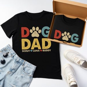 [GIFT BOX] Dog Dad Shirt Personalized with Pet Names, Custom Dog Owner Tee for Father's Day, Best Dog Dad Gift by sell4style